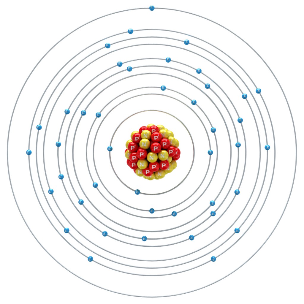 Molybdaenum atom on a white background